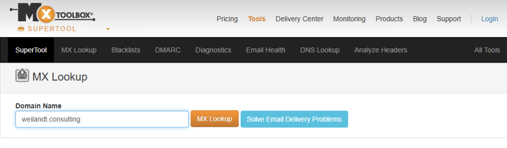 So startest Du bei MX ToolBox