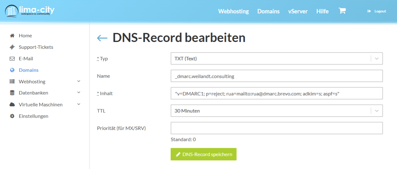 DNS-Eintrag _dmarc