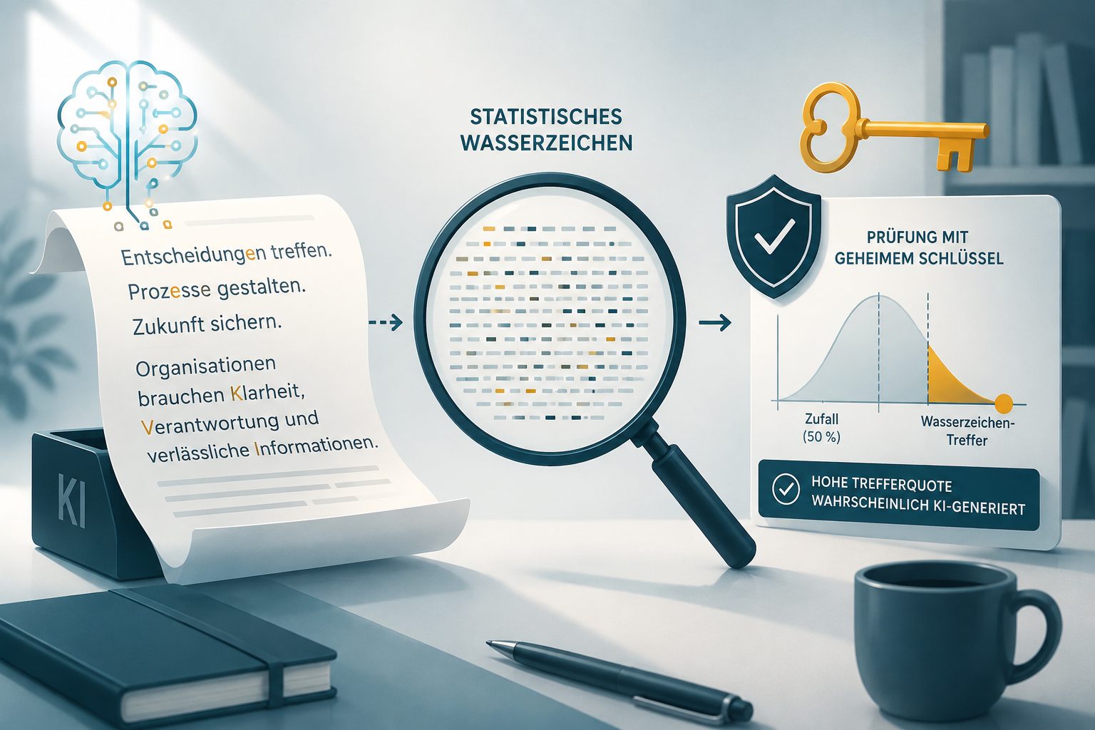 Wasserzeichen für KI-Texte: Wie ein statistisches Muster nachweist, dass ein Text von einer KI stammt